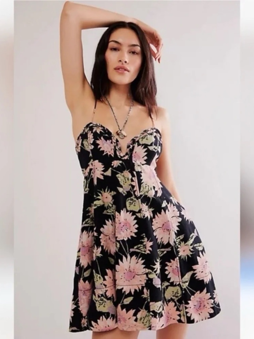 Free People Altura printed mini dress black size small